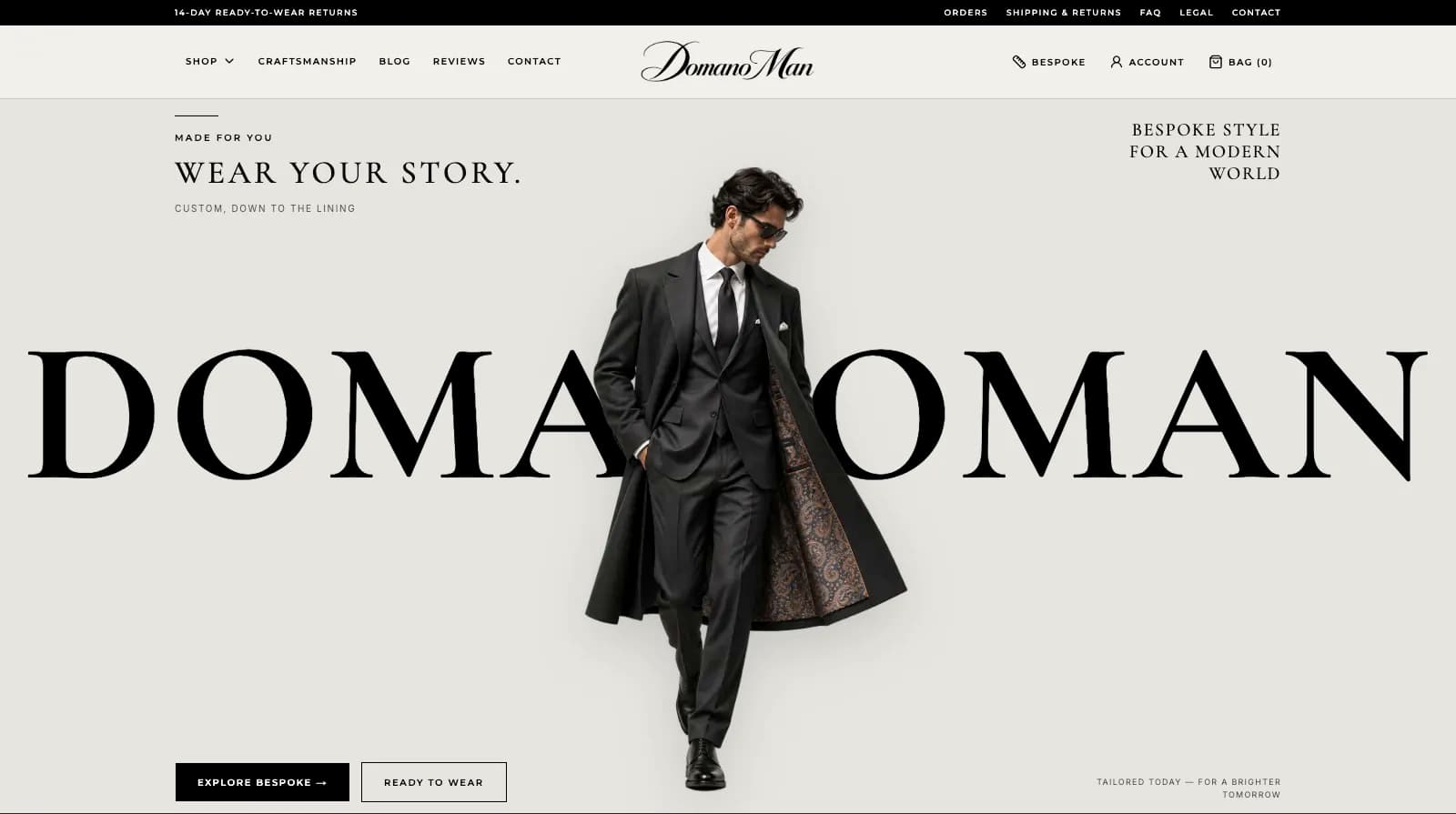 Domano Man ecommerce hero section